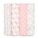 aden + anais Essentials Swaddle Blanket, Muslin Blankets for Girls & Boys, Baby Receiving Swaddles, Newborn Gifts, Infant Shower Items, Toddler Gift, Wearable Swaddling Set, 4 Pack, Piece of My Heart