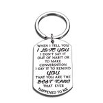 Valentines Day Keychain Couple Gift for Husband Wife Anniversary Boyfriend Girlfriend Newlywed Fiance Fiancee Wedding Best Friend Bff Birthday Christmas When I Tell You I Love You from Him His and Her