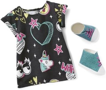 American Girl Truly Me 18-inch Doll Show Your Wild Side Outfit with T-shirt Dress and High-Top Sneakers, For Ages 6+