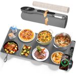 New Food Warming Mat with Wireless Charger, 34”x15” Extra Large Roll Up Food Warmer Fast Heating Mat for Food with 7 Level Temperature & 8 Hours Timer, Electric Warming Trays for Buffets Party (Grey)