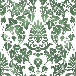 RoomMates RMK11596RL Green Vine Damask Peel and Stick Wallpaper