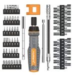 MulWark 63PC Magnetic Ratcheting Screwdriver Set- Multibit Screw Driver, Screwdriver Bits- Slotted/Torx/Hex/Pozi/Philips/Square, Nut Drivers- SAE, Metric