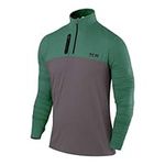 TCA Fusion Gym Tops for Men Training Sports Long Sleeve Running Top Men Gym Clothes - Castlerock Grey/Cadmium Green, M