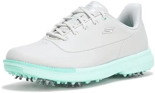Skechers Women's Jasmine 2 Waterproof Golf Shoes Sneaker, Gray/Mint Spiked, 9