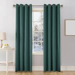 CUCRAF 100% Blackout Curtains Dark Green Curtains 72 Inch Drop 2 Panels Soft Texture Energy Saving Sun Blocking Eyelet TopThermal Curtains for Bedroom Living Room 46 X 72 Inch, Dark Green