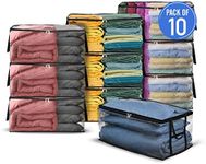 Covers & all Clear Storage Bag, 90 litres Large size, Heavy Duty 8 mil Clear PVC fabric, Multi-purpose Organizer with zipper and handles (23”L x 17"W x 14"H, Pack of 10)