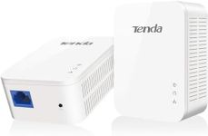 Tenda PH3 Powerline Adapter Kit, 1000 Mbit/s Homeplug AV2, 2 Gigabit LAN Ports, Plug & Play, Internet via Socket via Your Power Line, Energy Saving, White