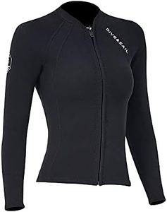 Wetsuit Top Women Men 2MM Neoprene Wetsuit Jacket Long Sleeve Diving Surfing Top, 3MM 1.5MM Wetsuits Shirt Vest Scuba Swimming Snorkeling Suit Swimsuit Warm for Water Sports (2mm Women, L)