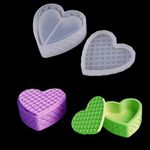 Finelnno Box Resin Mould Jewelry Box Mold Heart Shaped Silicone Mold Storage Box Molds with Lid for Epoxy Casting Trinkets Case Pen Holder