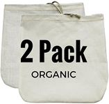 Organic Nut Milk Bag 2 Pack - Commercial Quality & Reusable - 12"x12" - Hemp (Sprouts!) + Organic Cotton (Super Strainer)