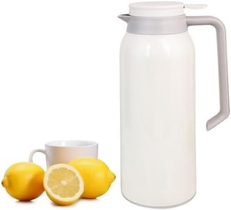 51 Oz Thermal Coffee Carafe Stainless Steel Double Wall Vacuum Insulated Coffee Pot Coffee Thermos for Hot Coffee Juice Tea Home and Office Use-Keep 12 Hours Hot/24 Hours Cold (White)