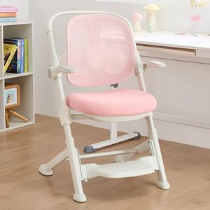 ERIYA Kids Desk Chair,Ergonomic Chair: Breathable Mesh Back, Adjustable Seat, Flip-Up Armrests, Footrest, Lumbar | Ideal for Kids, Petite Adults – Ultra-Comfy for Study/Work (Pink)