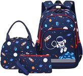 School Backpacks Set for Girls Boys Teens, Kids Elementary Middle School Bag Bookbag with Insulated Lunch Bag Pencil Case (Astronaut)