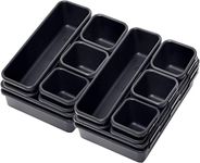 INOVERA (LABEL) 16 Pieces Cutlery Tray for Kitchen Drawers - Interlocking Drawer Desk Organizer - Plastic Divider Trays (Dark Grey)