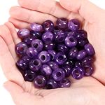 MAIBAOTA Amethyst Crystal Beads 15 mm Large Hole Beads for Jewelry Making Natural Gemstone Beads Hair Braid Beads Flat Stone Beads 20 Pcs