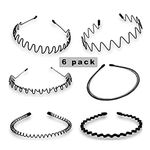 Metal Headband Hair Hoop, 6 Pcs Spiral Wavy Headbands Fashion Hair Band for Men Women Non-Slip Headband Accessories