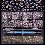 3320Pcs AB Nail Art Rhinestones Crystal,HOINCO 3D Rhinestones Gems Jewels Diamond,24 Types of 320 Diamonds + 3000 Round Beads, Crystals 3D Flat Back Gemstones for Nail DIY Crafts with Tweezers Pen