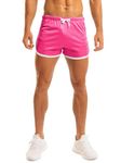 Ouber Men's Fitted Shorts Bodybuilding Workout Gym Running Tight Lifting Shorts, Pink S