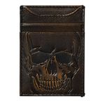 HOJ Co. SKULL Front Pocket Wallet-Strong Magnetic Closure-Slim Money Clip Wallet