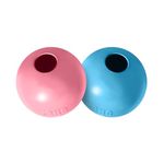 KONG Puppy Ball with Hole, Durable Natural Rubber Fetch Toy for Puppies, Soft, Puncture Resistant, High Bounce, Soothes Gums, Stuff Dog Treats, for Chewing, Teething, Assorted - Blue/Pink, Small