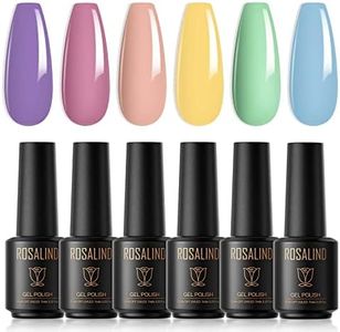 ROSALIND Esmaltes Permanentes Para Uñas, 6 Colores Púrpura Rosa Verde Azul Amarillo 7ml Macarrón Esmalte Semipermanente Gel Nail Kit UV Gel Nail Polish Verano y primavera