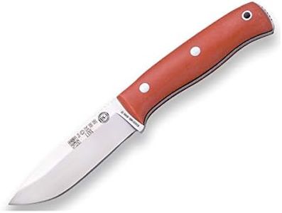 Survival Knife "Lynx" Joker CN111, handle Micarta Canvas Orange, blade 10,5 cm of Böhler N695, black leather Sheath, Tool for fishing, Hunting, camping and hiking