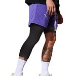 Smatstyle Tights Man Sport Compression Pants for Men 3/4 Leggins Sport Basketball Pants One Leg Quick Dry Base Layer Training Pants, Black-rightl, S