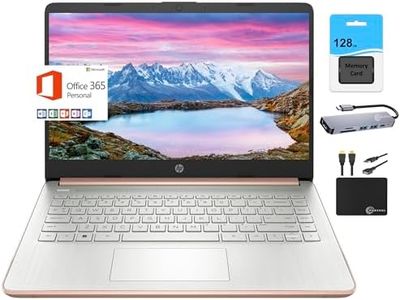 HP Newest 14" HD Light Thin Laptop Student Business, Quad-Core Intel N4120, 8GB RAM, 192GB (64GB eMMC+ 128GB SD), Webcam, Wi-Fi, Long Battery, Windows 11S+ 1 Year Office 365+MarxsolAccessory Rose Gold