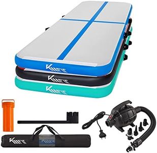 KM Fit Tapis de gymnastique gonflable Airtrack - 3 m - Bleu - Avec sac de transport, pompe à air électrique et kit de réparation - Résistant aux UV - Tapis de yoga, tapis d'entraînement