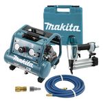 Makita DK0129X1 Quiet Series 0.5 HP, 1 Gal Compact Air Compressor and 18 Gauge Brad Nailer Combo Kit