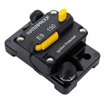 ANJOSHI 150Amp Circuit Breaker 30-300A with Manual Reset Trolling Motor Auto Car Marine Boat Bike Audio Terminal Inline Fuse Inverter for System Current Overload Protection 12V-48V DC Waterproof