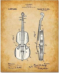 Violin Patent Print - Classic Music Instrument Art Poster, Music Room Decor, Musical Theatre Canvas, Great Gift for Violinists and Orchestra Director, 11x14 Unframed Patent Print Poster