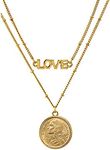 American Coin Treasures Coin Necklace Double Strand Love Chain– Genuine French Marianne Coin | Goldtone Saturn Style Chain and Lobster Claw Clasp | Certificate of Authenticity