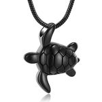 shajwo Cremation Jewelry Sea Turtle Urn Necklace for Ashes for Men Women Stainless Steel Memorial Urn Keepsake Jewelry Pendants,Black