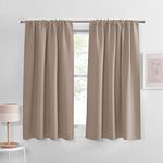 PONY DANCE Blackout Window Curtains - Rod Pocket Window Treatments Curtain Panels/Draperies Room Darkening Noise Reducing Home Fashion, Wide 42 x Long 45 inches, Light Taupe, One Pair