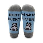 MBMSO Husky Mom Sock Funny Husky Gift 2 Pair Best Husky Mom Ever Sock Lover Gift, 2 Pairs Husky Mom Socks, Large