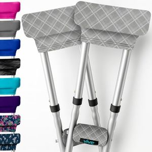 Vive Crutch Pads with Hand Grips - Padding for Underarm Crutches - Padded Handle Covers - Universal Under Arm Soft Cushioned Covers for Walking - Accessories for Men, Women, Kids (1 Pair, Plaid)