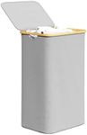 SpaceAid Laundry Hamper with Lid, 110L Large Tall Clothes Basket Bin with Bamboo Handles, Collapsible Laundry Hamper for Bedroom, Bathroom, Dorm, Laundry Room - Light Grey