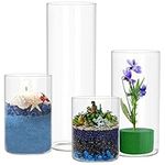 Frcctre Set of 4 Glass Cylinder Vase, Table Flowers Vase, Clear Floating Candle Holders for Home or Wedding Centerpiece Decorations and Formal Dinners (4.7, 6, 8, 11 Inch)