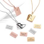 Custom Locket Necklace with Letter, Personalised Message Necklace, Letter and Envelope Necklace, Engraved Love Letter Necklace, Secret Note Necklace, Letterbox Necklace, Gift for HER