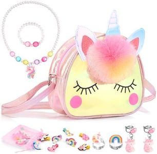 Girl Toys Age 3-8 Years Old Cute Unicorn Purse for Little Girls with 18pcs Unicorn Toys for 3 4 5 6 7 8 Year Old Girl Birthday Christmas Gifts Kids Toys Todder Purse Crossbody Bag Dress Up Accessories