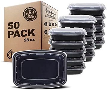 Freshware Meal Prep Containers [50 Pack] 1 Compartment Food Storage Containers with Lids, Bento Box, BPA Free, Stackable, Microwave/Dishwasher/Freezer Safe (28 oz)