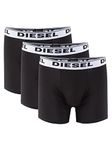 Diesel Men's Sebastian 3-Pack Essentials Boxer Brief, Black/White, X-Large