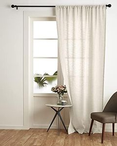 Solino Home Light Natural Linen Curtain 52 x 132 Inch, Light Filtering Rod Pocket Curtain 132 Inches Long, 100% Pure Linen European Flax Window Treatment Panel for Living Room, Bedroom