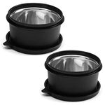 oliveware SOPL (Logo) with Device Benny Containers with BPA Free Airtight Lid, Inside Steel Container, Microwave Safe & Leak Proof, Home & Office Use, Set of 2 (450ml) - Black