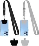 SHANSHUI Phone Lanyard, 2 Pack Phone Lanyard Strap 2X Durable Tether Tab Universal Nylon Phone Neck Phone Charm Crossbody Lanyard for Cell Phone Fit All Smartphones (Black, Grey)