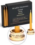 Personalized Mindful Meditation Candle Set with Custom Brass Holder - Prayer Candles, Relaxation Gifts for Women Stress, Serenity Prayer Gifts - 12 Beeswax Mini Candles with Personalized Candle Holder