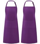 Syntus 2 Pack Adjustable Bib Apron Waterdrop Resistant with 2 Pockets Cooking Kitchen Aprons for BBQ Drawing, Women Men Chef, Purple"