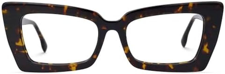 Zeelool Retro Acetate Thick Rectangle Blue Light Blocking Eyeglasses for Women Newell VFP0236, Tortoise, Medium