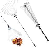 GBS Telescopic Metal Leaf Rake for Gardening, Adjustable Rake for Quick Cleaning Up of Lawn, Yard, Garden Leaf, Folding Leaves Rack Expanding Handle Lightweight and Rust Resistant